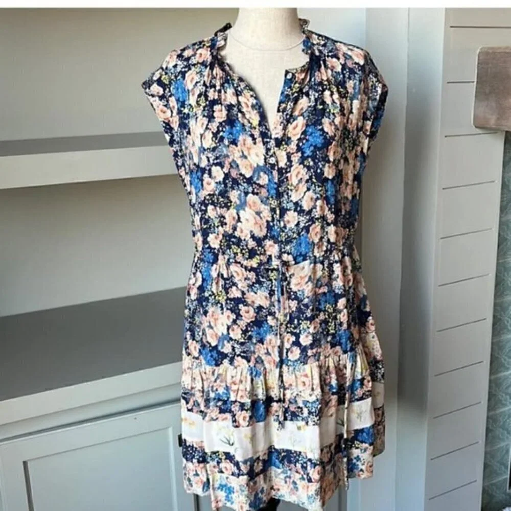 Rebecca Taylor Gigi Floral Silk Shirt Dress Size 0